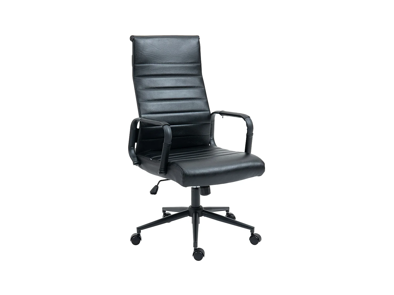 Chaise de bureau - Véritable cuir - Noir / Noir - Kolumbus