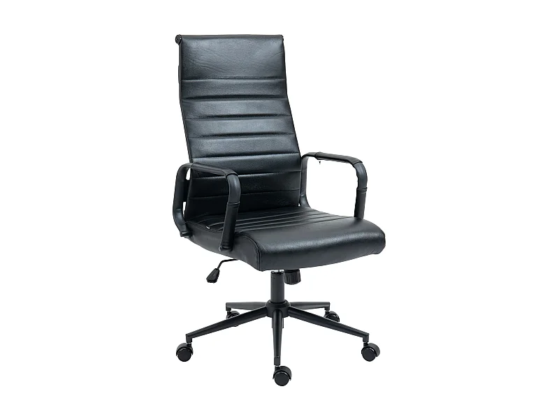 Bureaustoel - Echt leer - zwart/zwart - Kolumbus