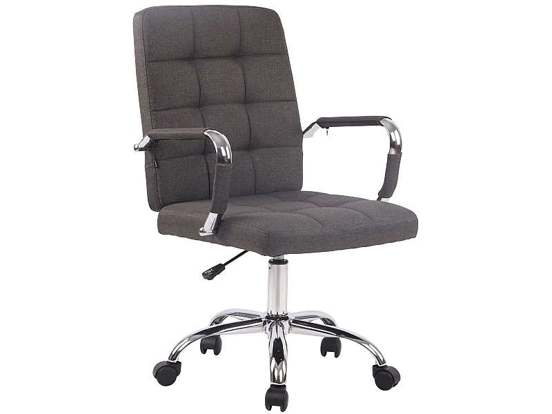 Chaise de bureau - Tissu & Métal chromé - Gris foncé - Deli PRO