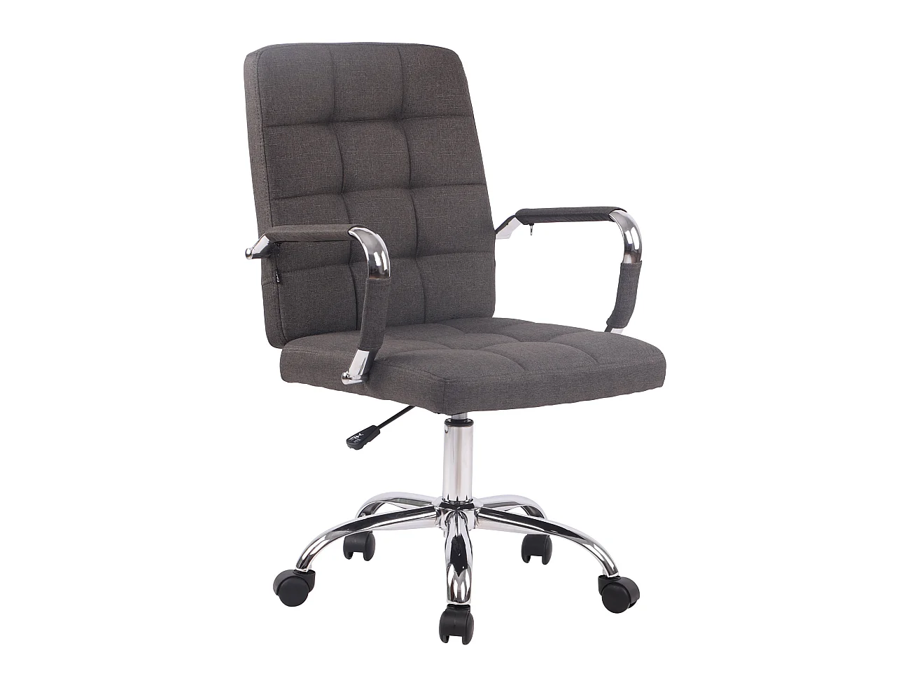 Chaise de bureau - Tissu & Métal chromé - Gris foncé - Deli PRO