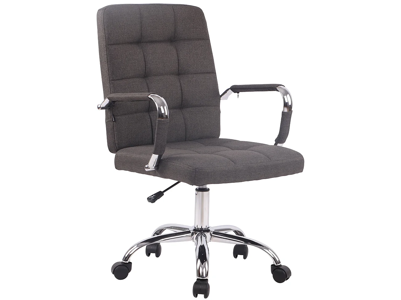 Chaise de bureau - Tissu & Métal chromé - Gris foncé - Deli PRO