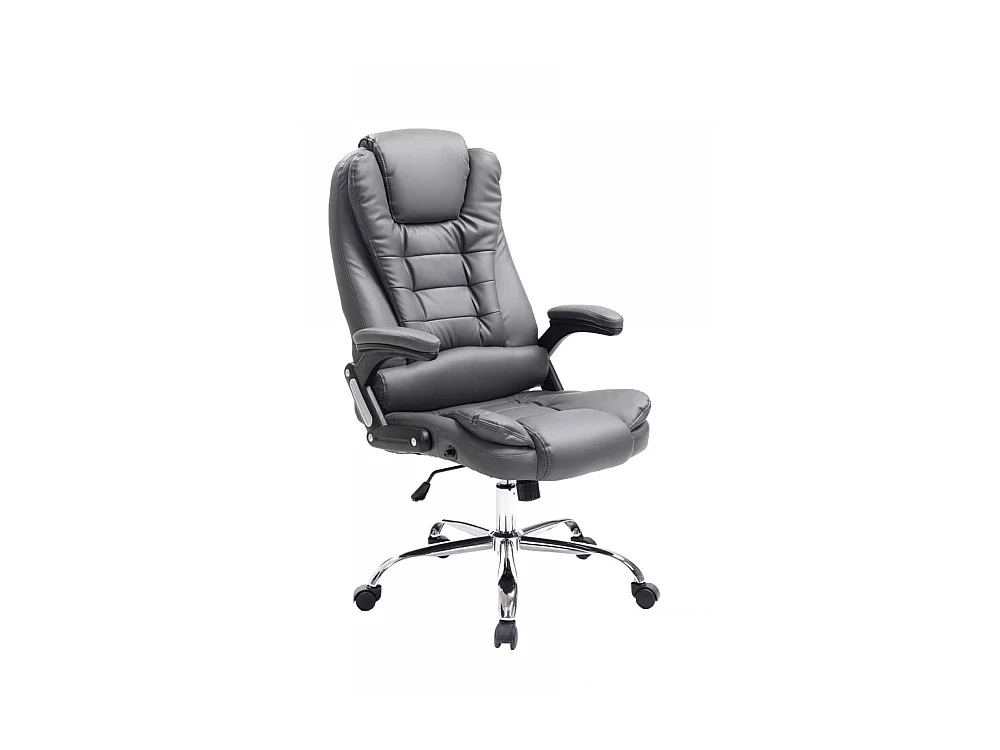 Chaise de bureau - Similicuir & Métal chromé - Gris - Thor