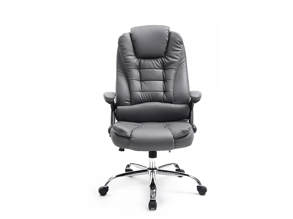 Chaise de bureau - Similicuir & Métal chromé - Gris - Thor