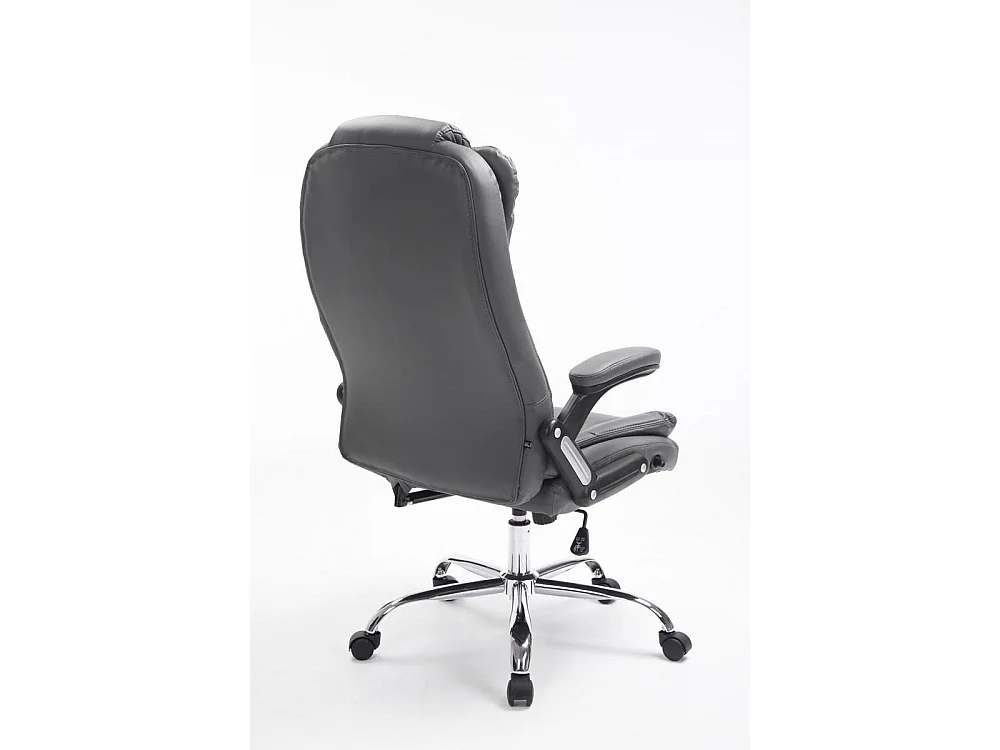 Chaise de bureau - Similicuir & Métal chromé - Gris - Thor