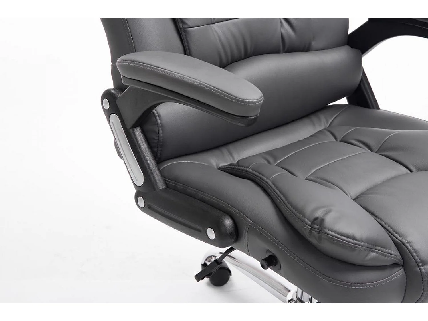 Chaise de bureau - Similicuir & Métal chromé - Gris - Thor