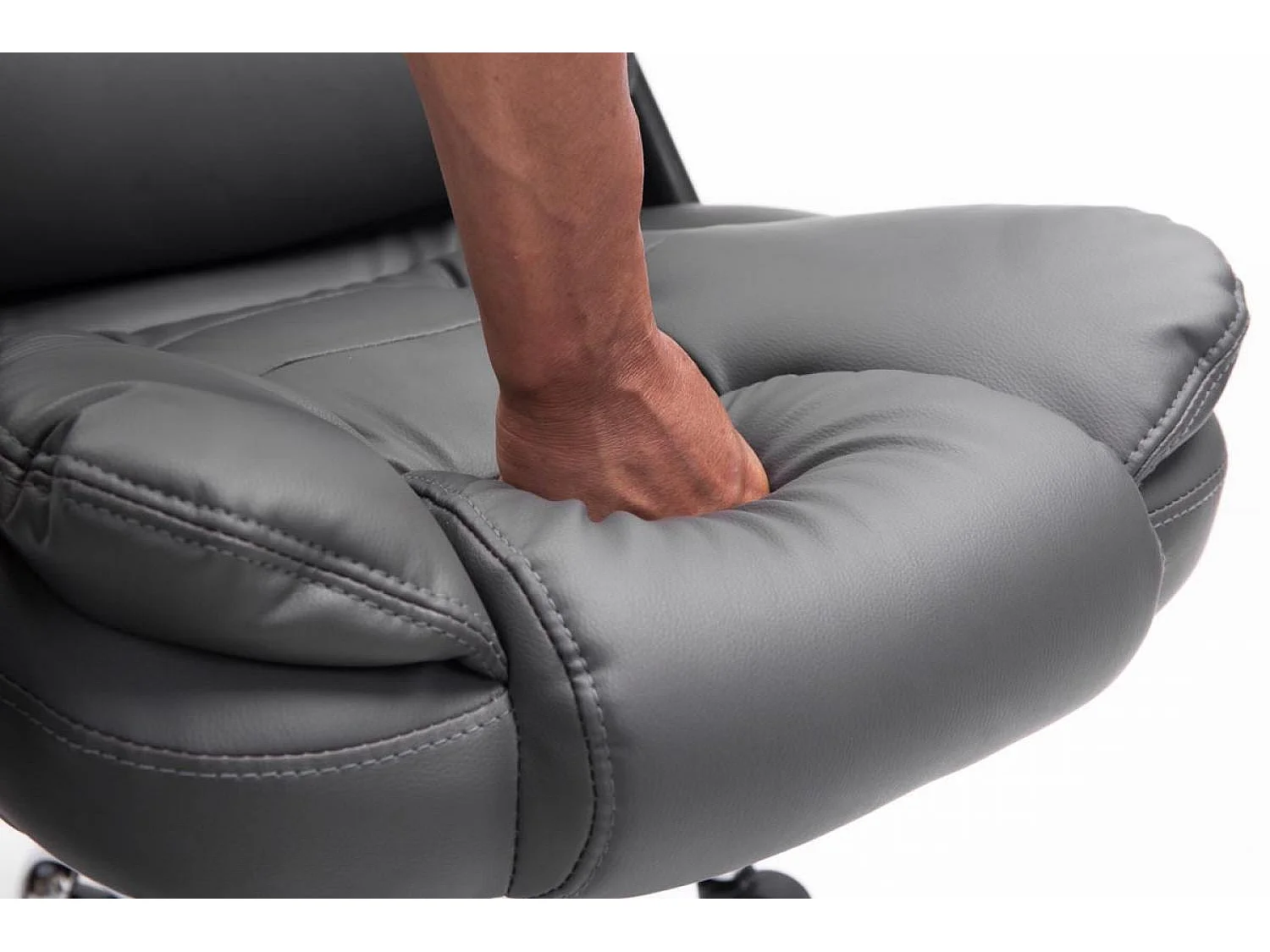 Chaise de bureau - Similicuir & Métal chromé - Gris - Thor