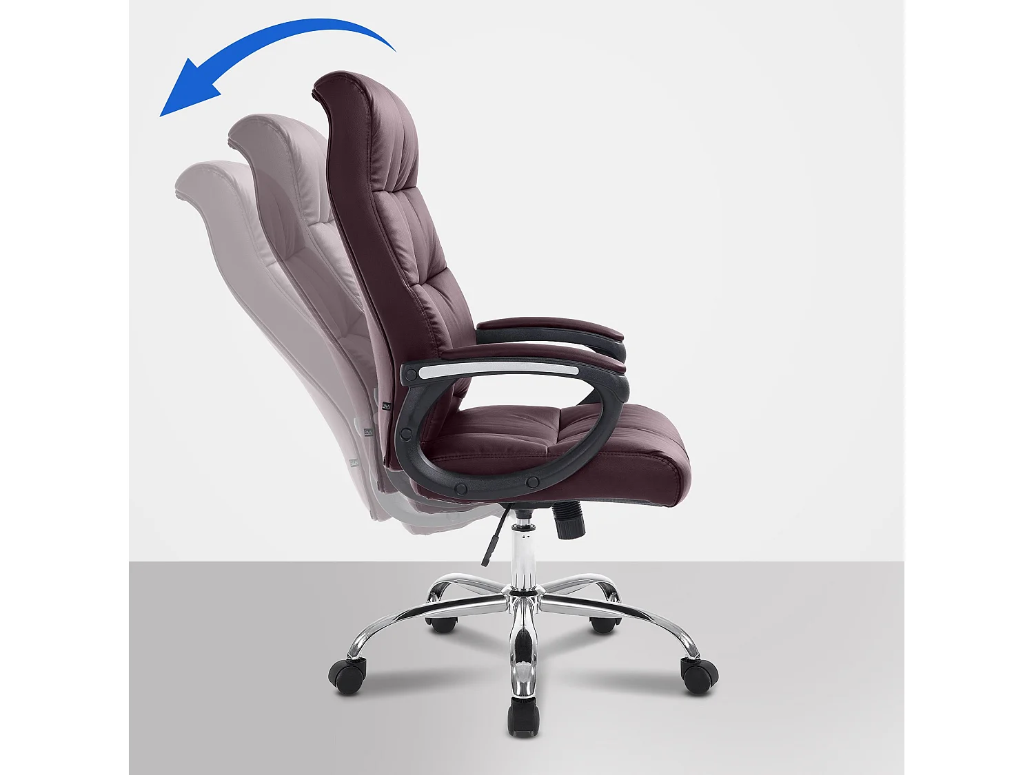 Chaise de bureau - Similicuir & Métal chromé - Bordeaux - Poseidon