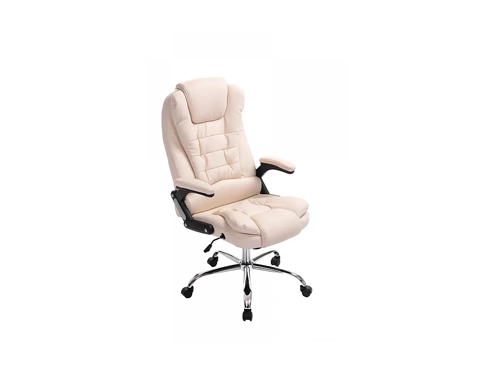 Chaise de bureau - Similicuir & Métal chromé - Crème - Thor