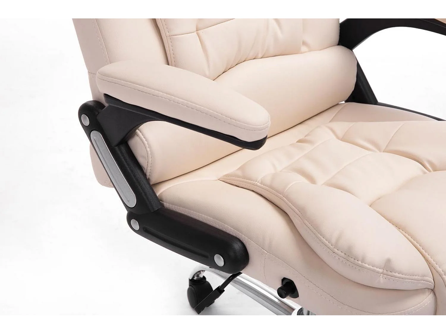 Chaise de bureau - Similicuir & Métal chromé - Crème - Thor