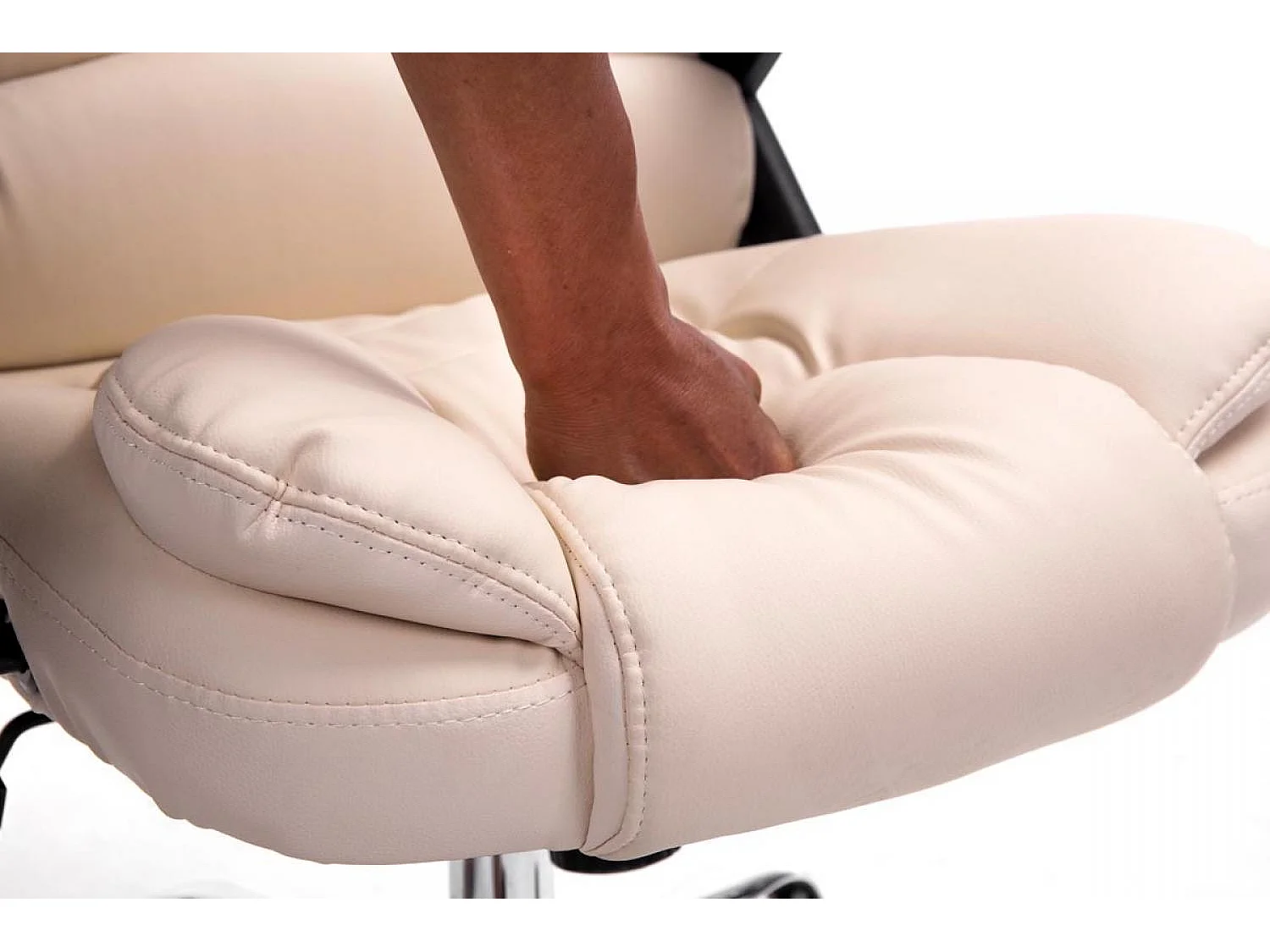 Chaise de bureau - Similicuir & Métal chromé - Crème - Thor