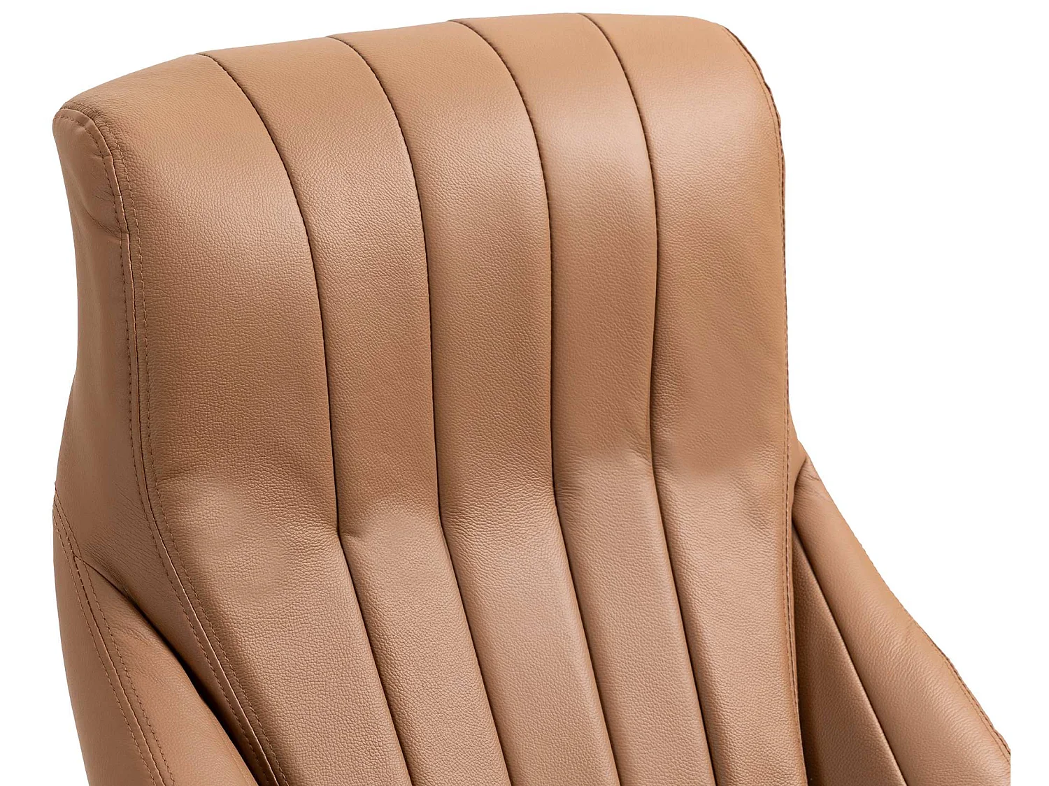 Bureaustoel - Echt leer & Metaal in chroomoptiek - licht bruin - Wigan