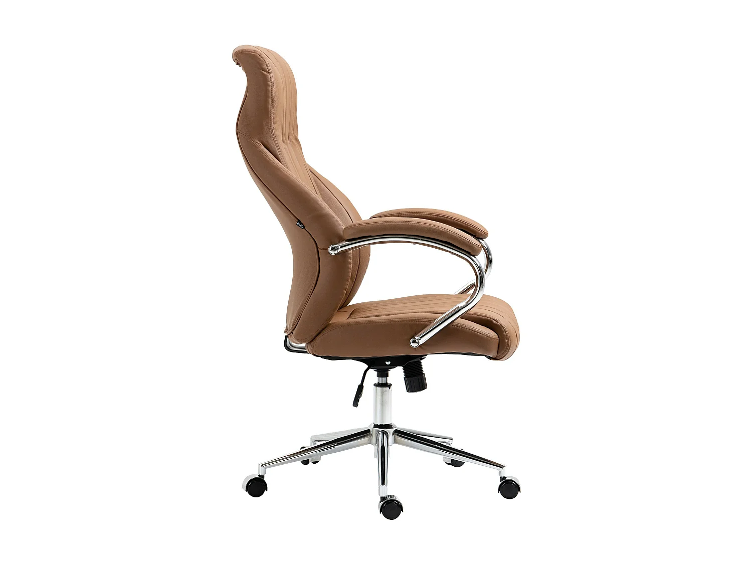 Chaise de bureau - Véritable cuir & Métal chromé - Marron clair - Wigan