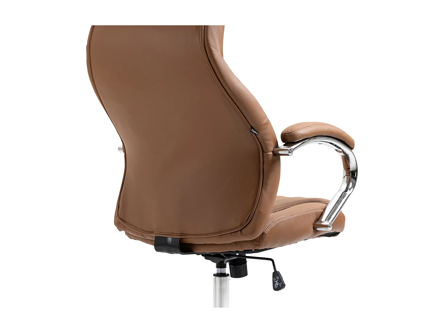 Chaise de bureau - Véritable cuir & Métal chromé - Marron clair - Wigan