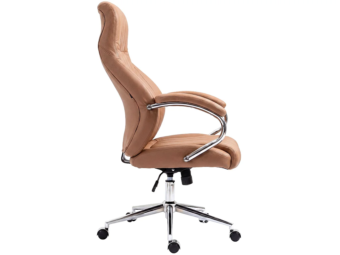 Chaise de bureau - Véritable cuir & Nature - Marron clair - Wigan