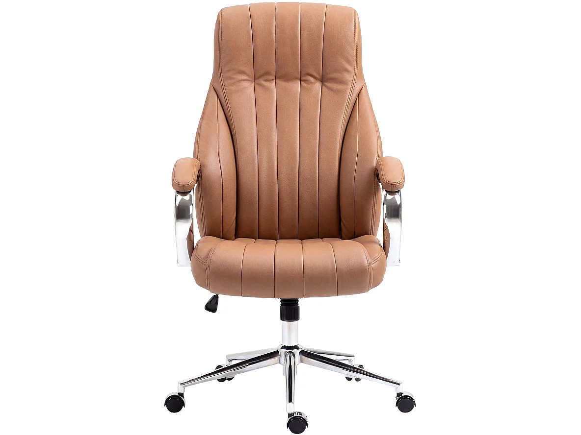 Chaise de bureau - Véritable cuir & Nature - Marron clair - Wigan