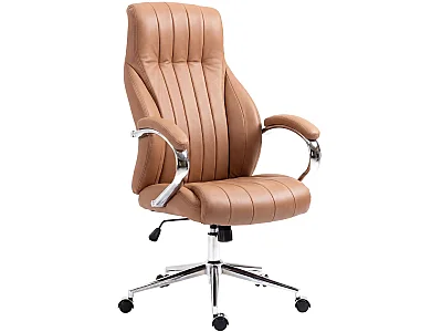 Chaise de bureau - Véritable cuir & Nature - Marron clair - Wigan