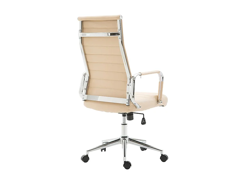 Chaise de bureau - Similicuir & Noyer - Crème - Kolumbus