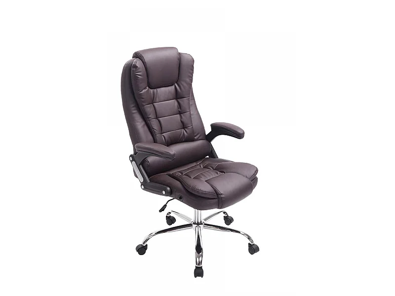 Chaise de bureau - Similicuir & Métal chromé - Marron - Thor