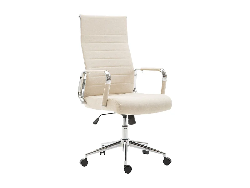 Chaise de bureau - Tissu & Noyer - Crème - Kolumbus