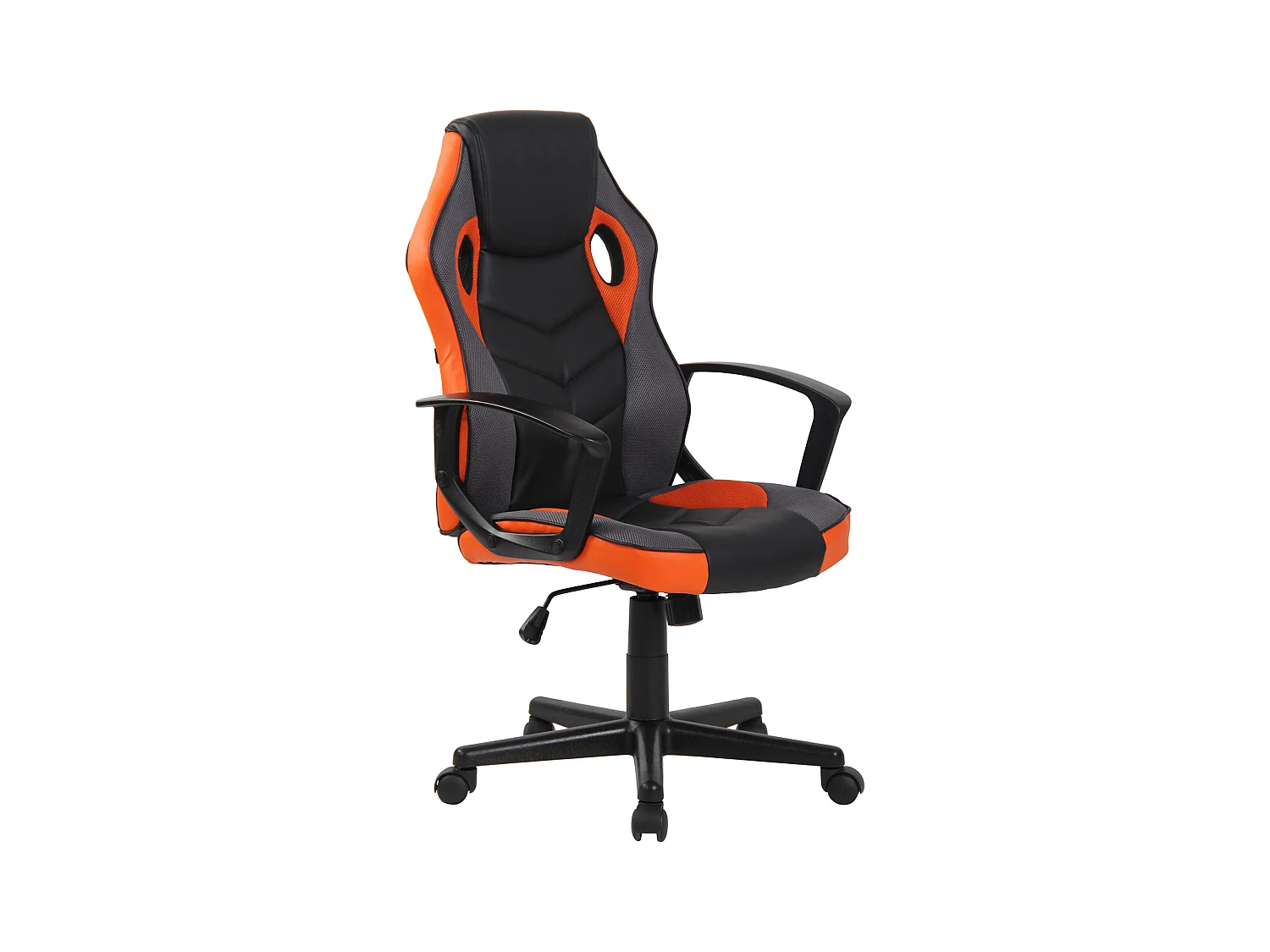 Chaise de bureau - Tissu & Plastique - Noir / Orange - Glendale