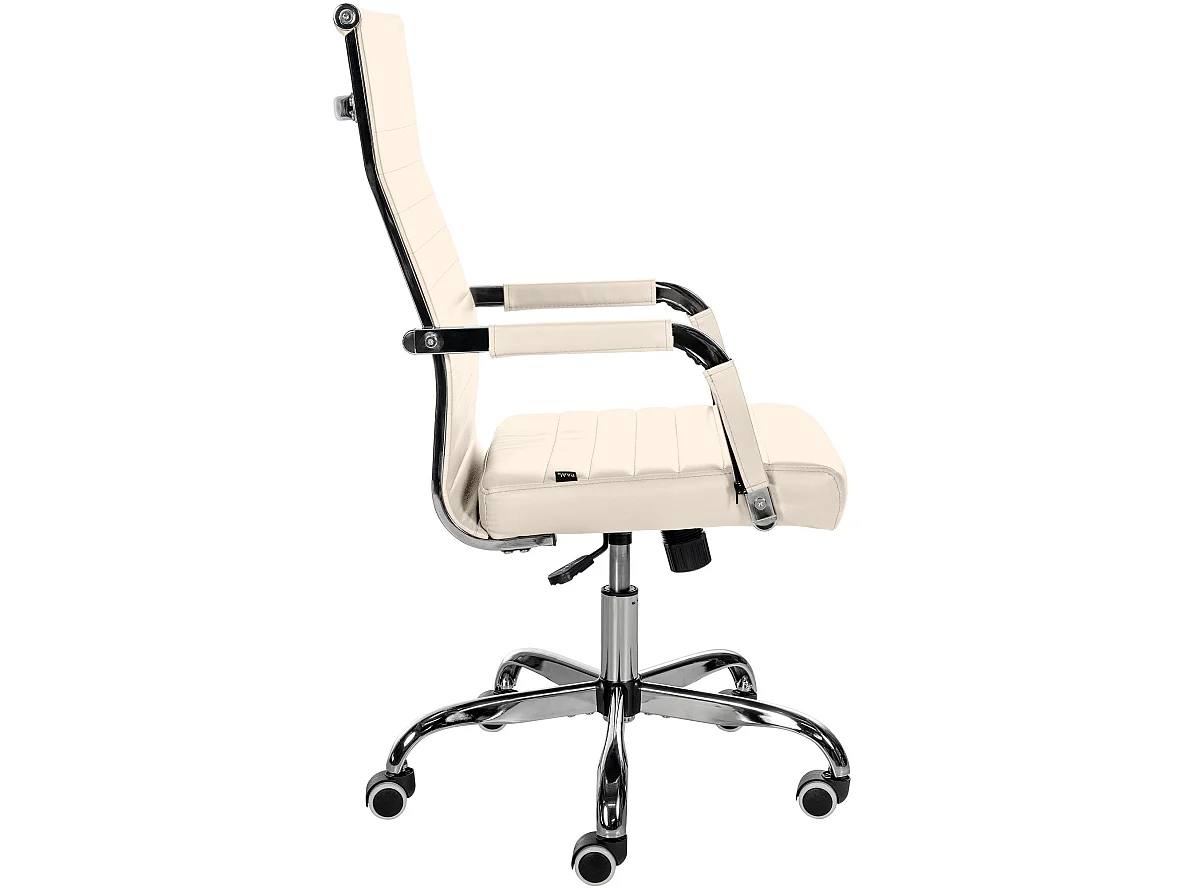 Bürostuhl - Kunstleder & Metall in Chromoptik - creme - Amadora