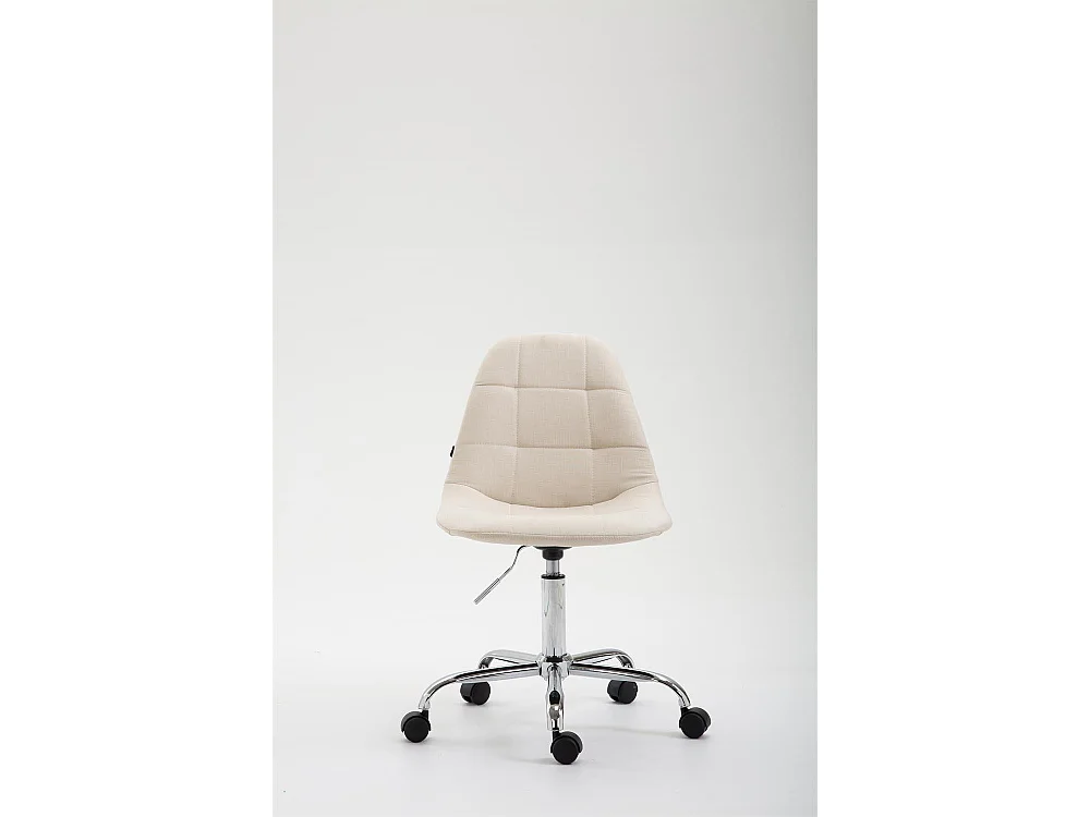 Chaise de bureau - Tissu & Métal chromé - Crème - Reims