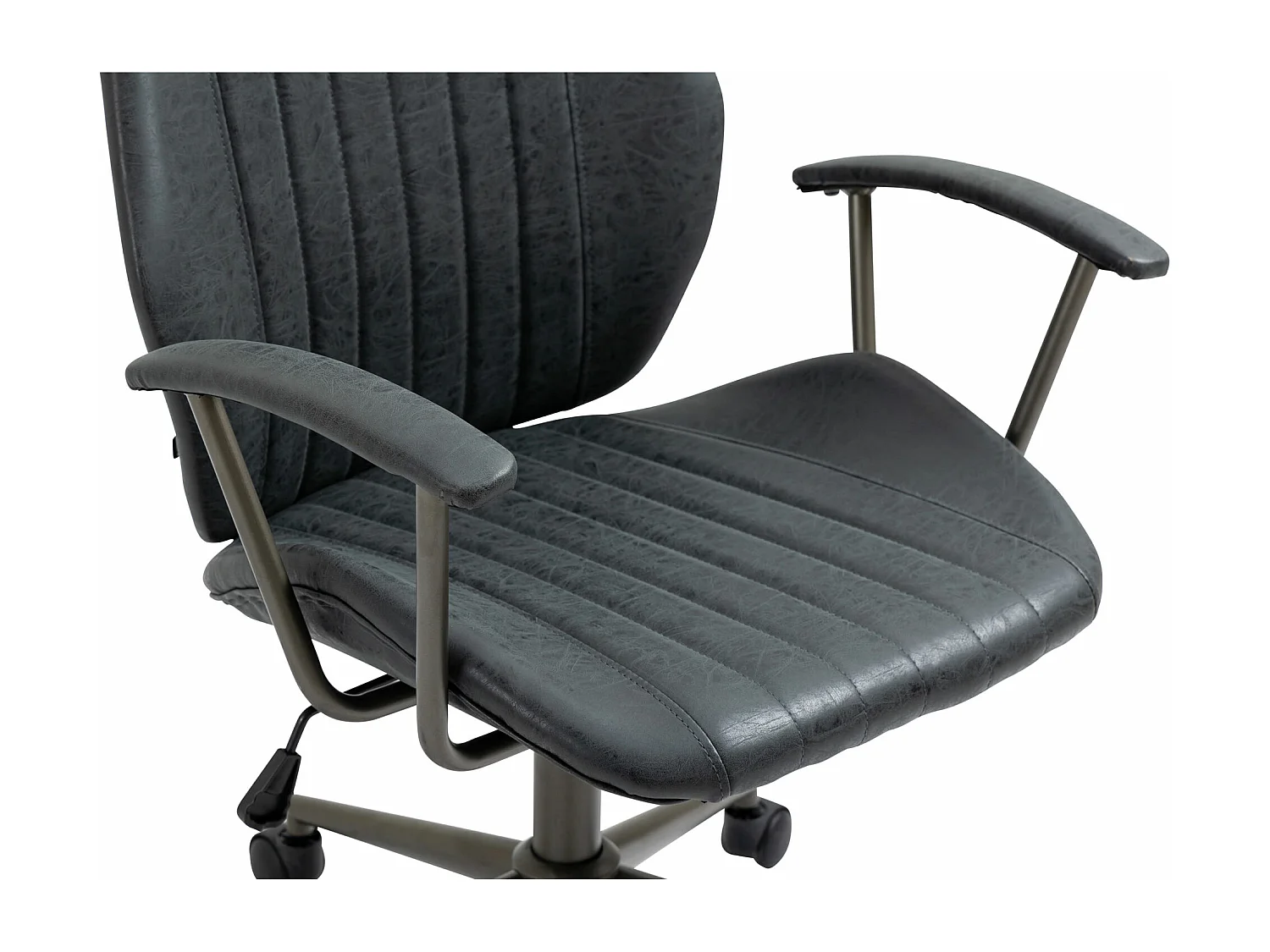 Chaise de bureau - Similicuir & Chrome - Noir antique - Nampa