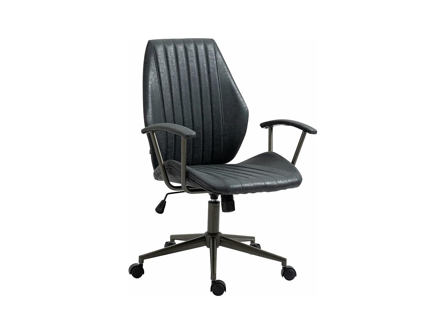 Chaise de bureau - Similicuir & Chrome - Noir antique - Nampa