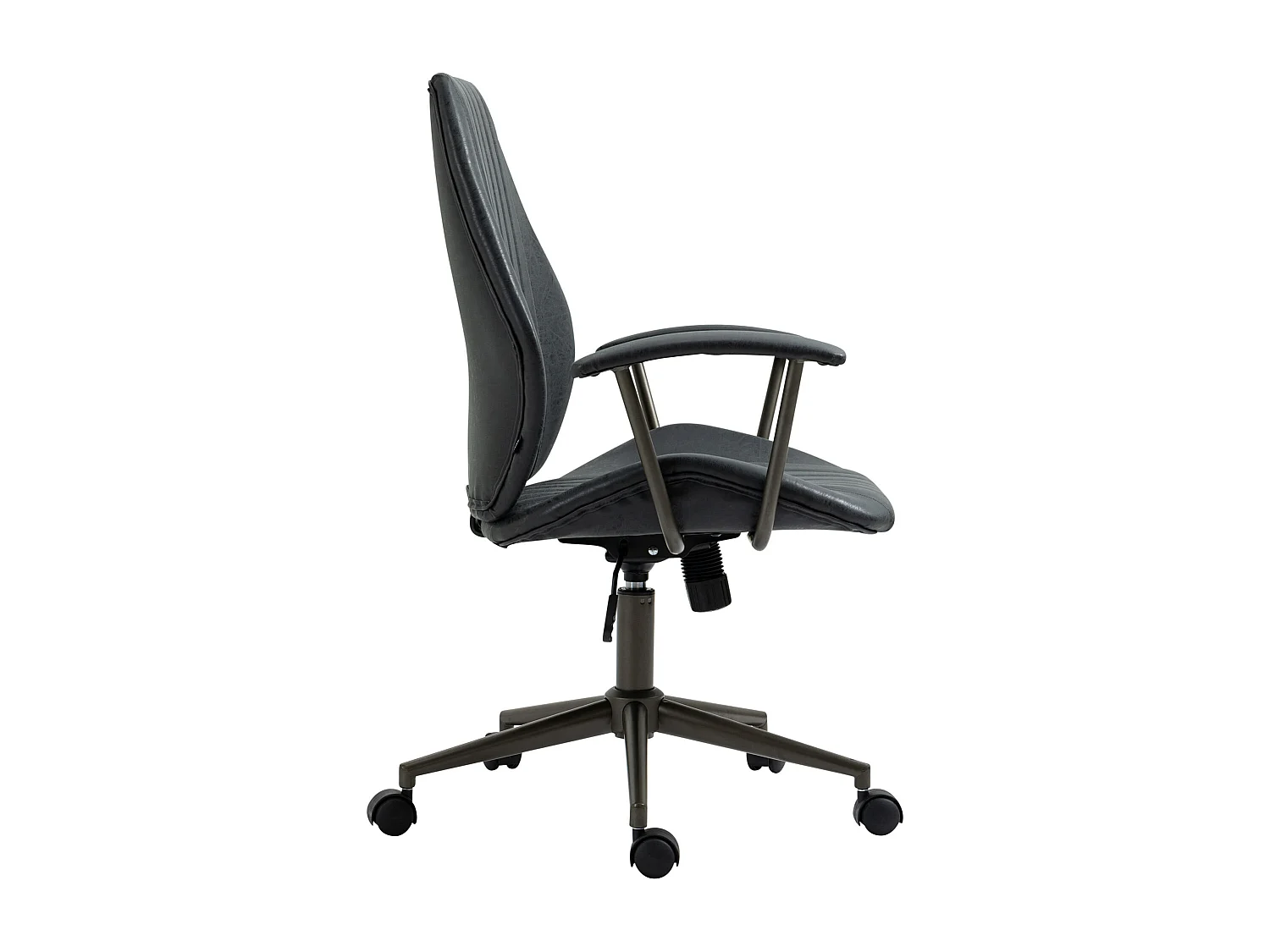 Chaise de bureau - Similicuir & Chrome - Noir antique - Nampa