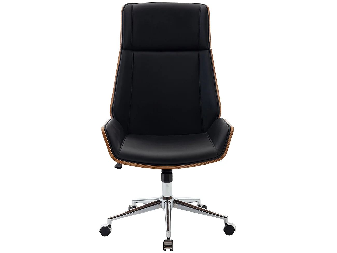 Chaise de bureau - Similicuir & Métal chromé - Noyer / Noir - Breda