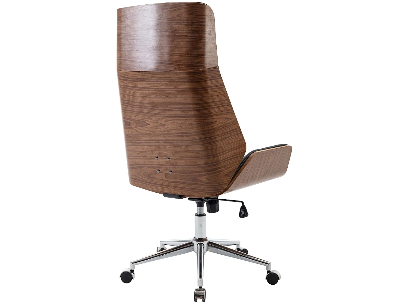 Chaise de bureau - Similicuir & Métal chromé - Noyer / Noir - Breda