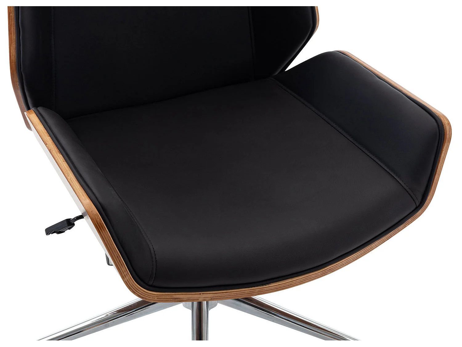 Chaise de bureau - Similicuir & Métal chromé - Noyer / Noir - Breda