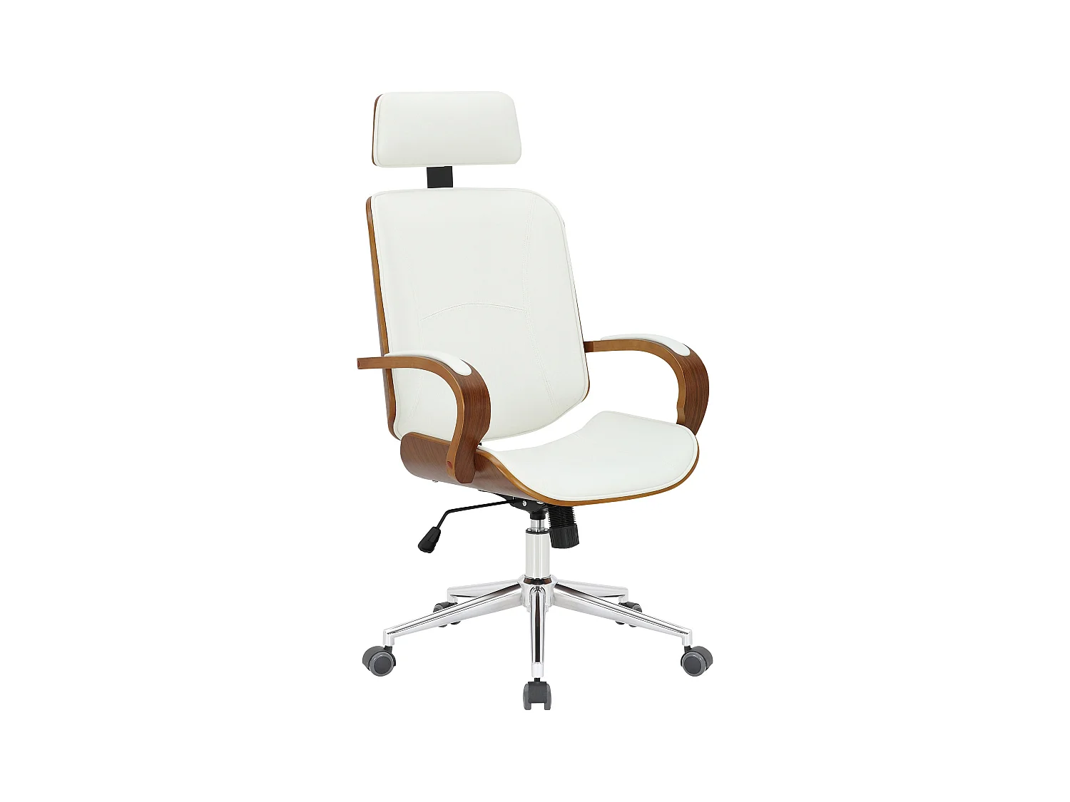 Chaise de bureau - Similicuir - Noyer / Blanc - Dayton