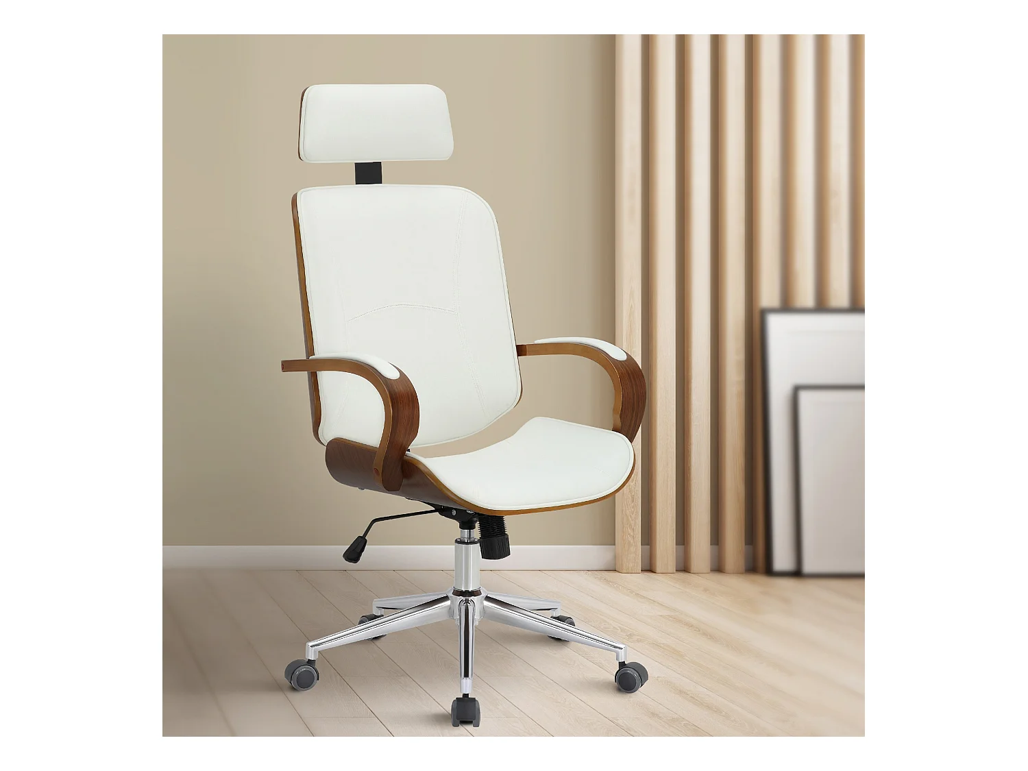 Bureaustoel - Kunstleer - walnoot/wit - Dayton