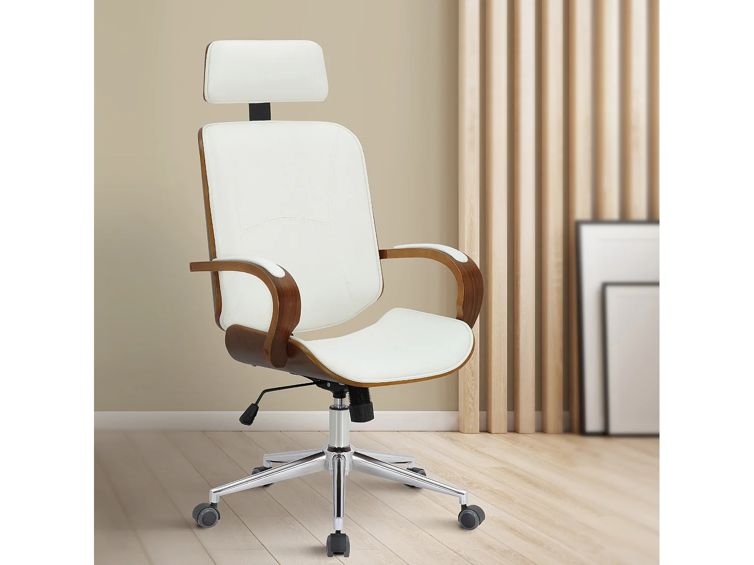 Bureaustoel - Kunstleer - walnoot/wit - Dayton