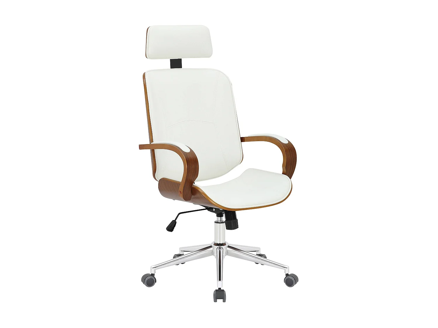Chaise de bureau - Similicuir - Noyer / Blanc - Dayton
