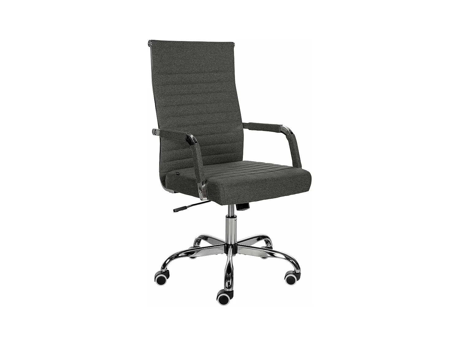 Chaise de bureau - Tissu & Métal chromé - Gris foncé - Amadora