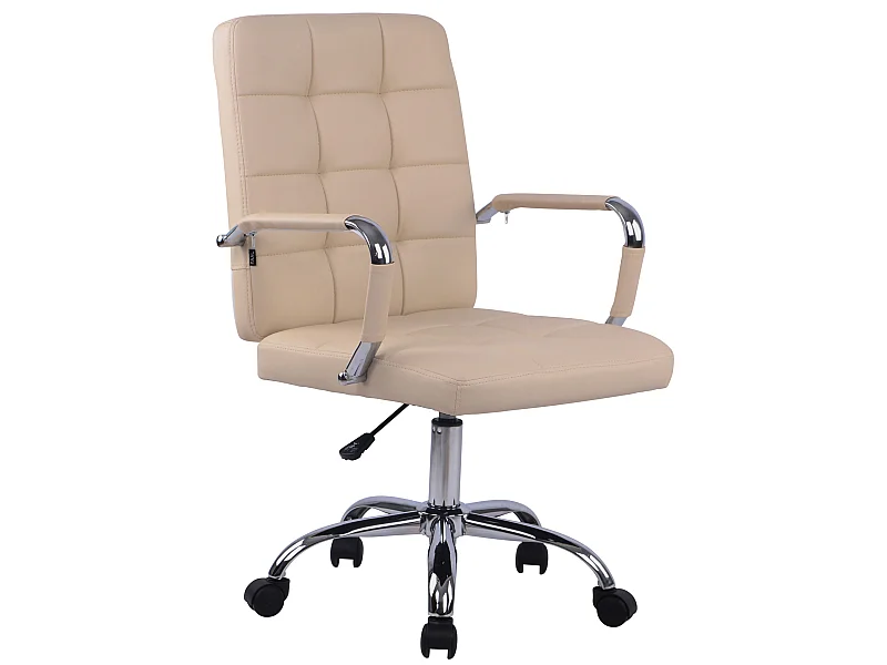 Chaise de bureau - Similicuir & Noir - Crème - Deli PRO