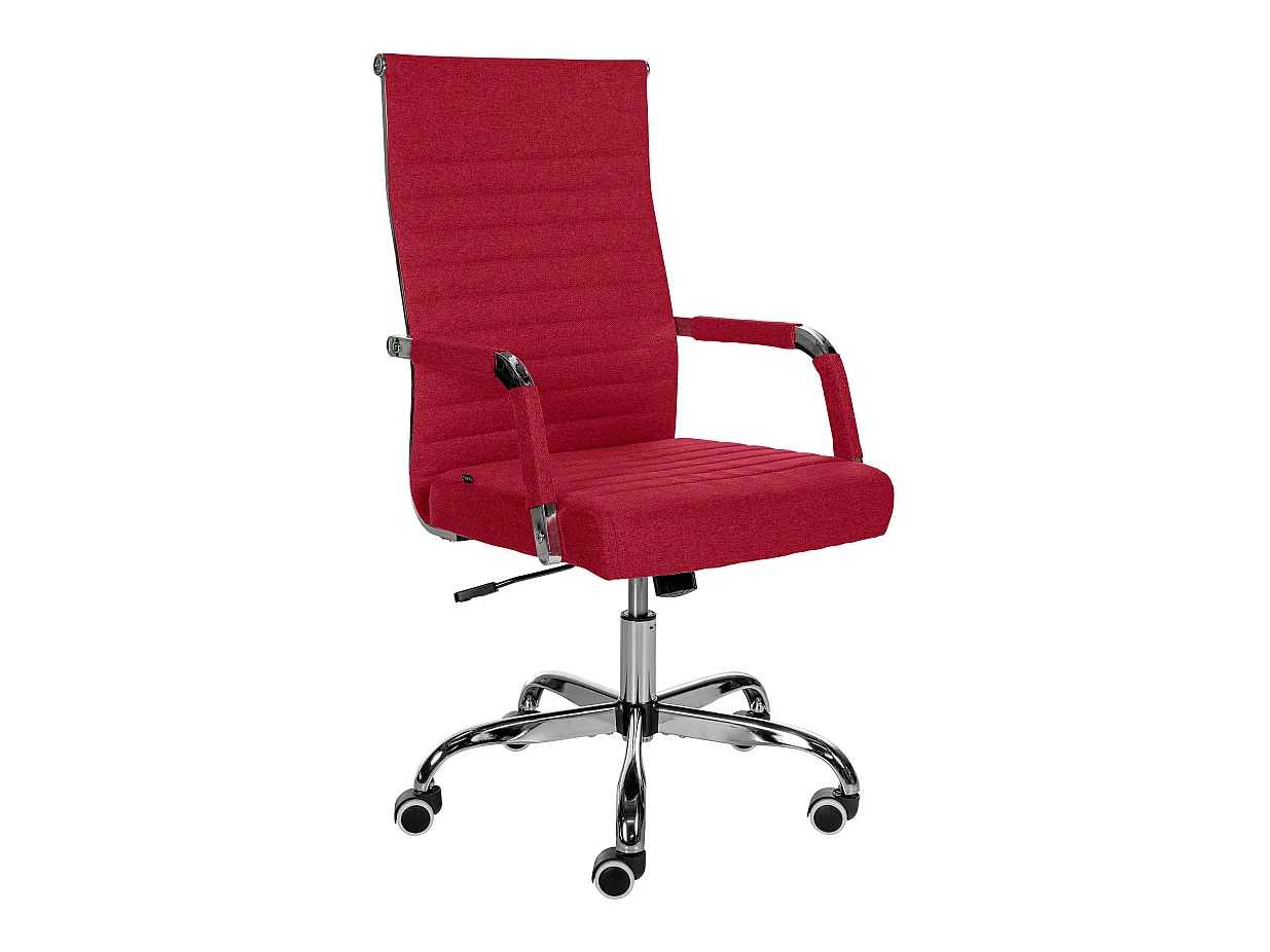 Chaise de bureau - Tissu & Métal chromé - Rouge - Amadora