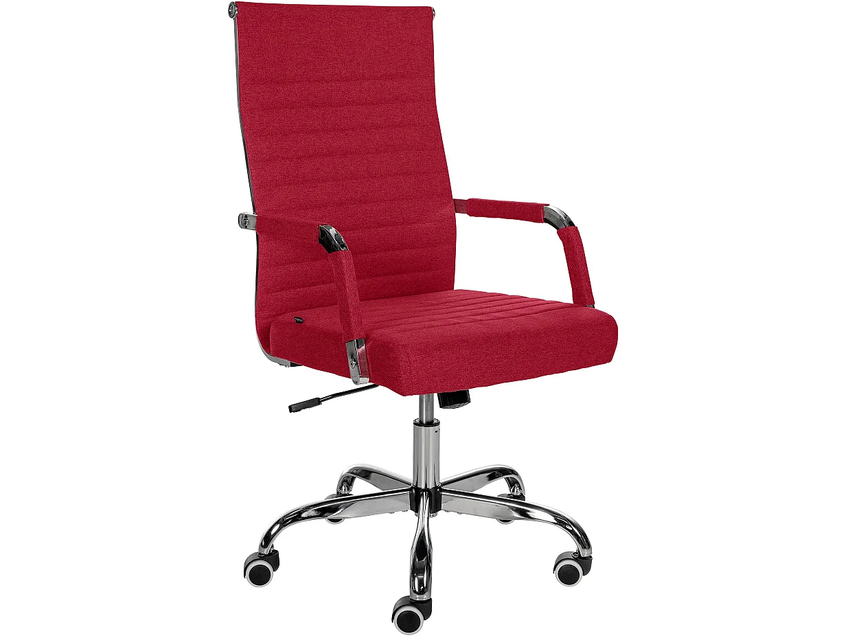 Chaise de bureau - Tissu & Métal chromé - Rouge - Amadora