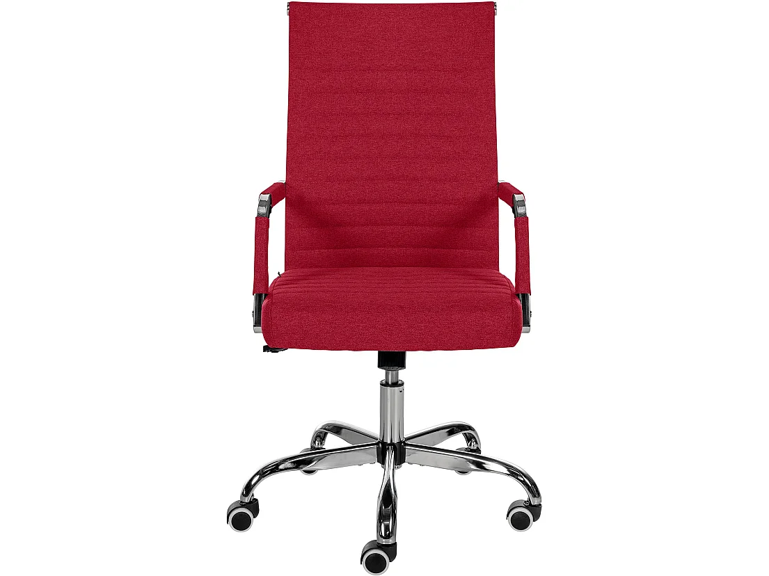 Chaise de bureau - Tissu & Métal chromé - Rouge - Amadora