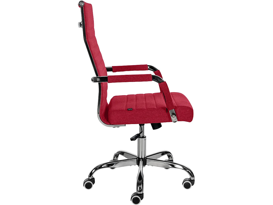 Chaise de bureau - Tissu & Métal chromé - Rouge - Amadora