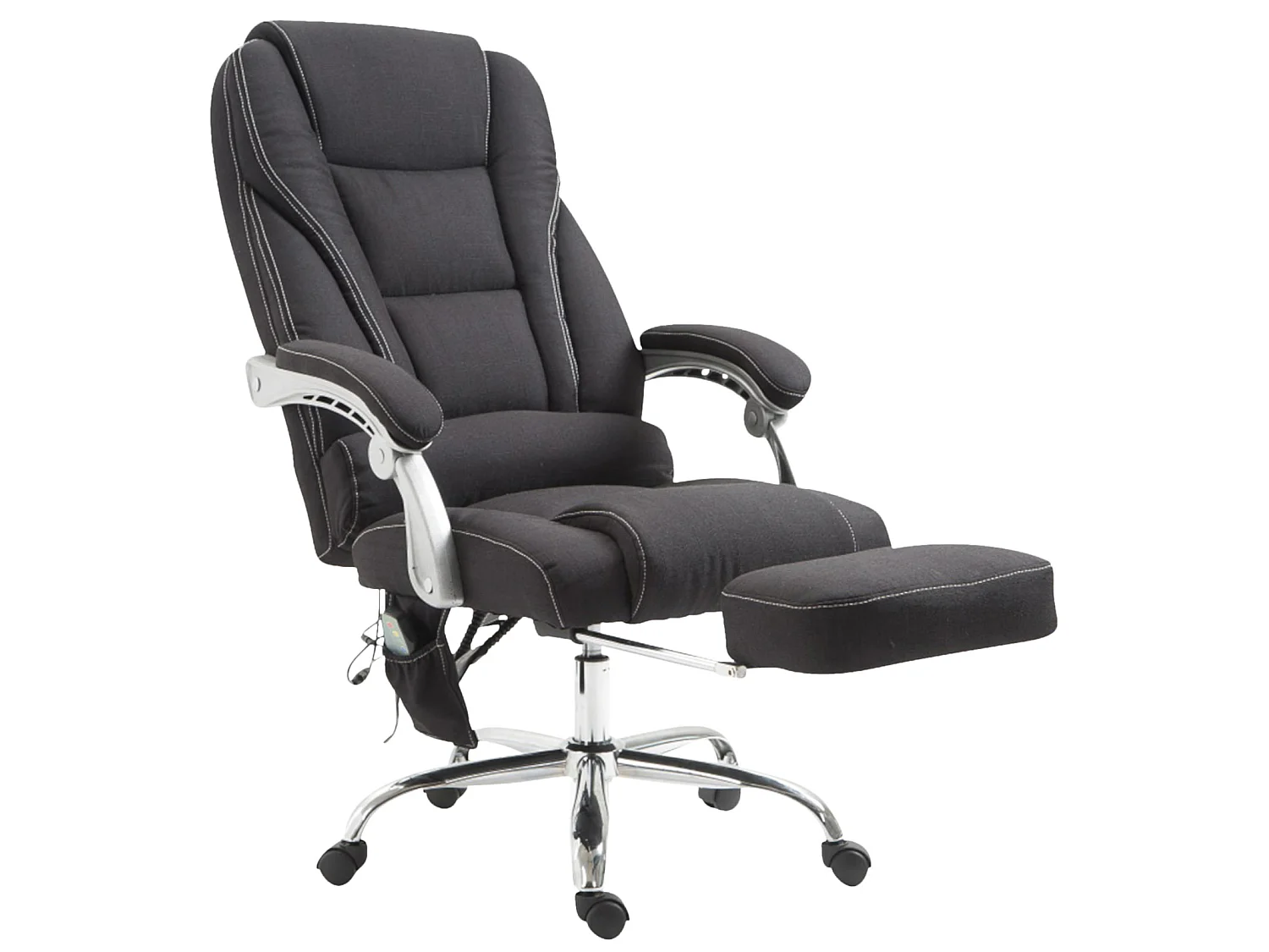 Chaise de bureau - Tissu & Métal chromé - Noir - Pacific