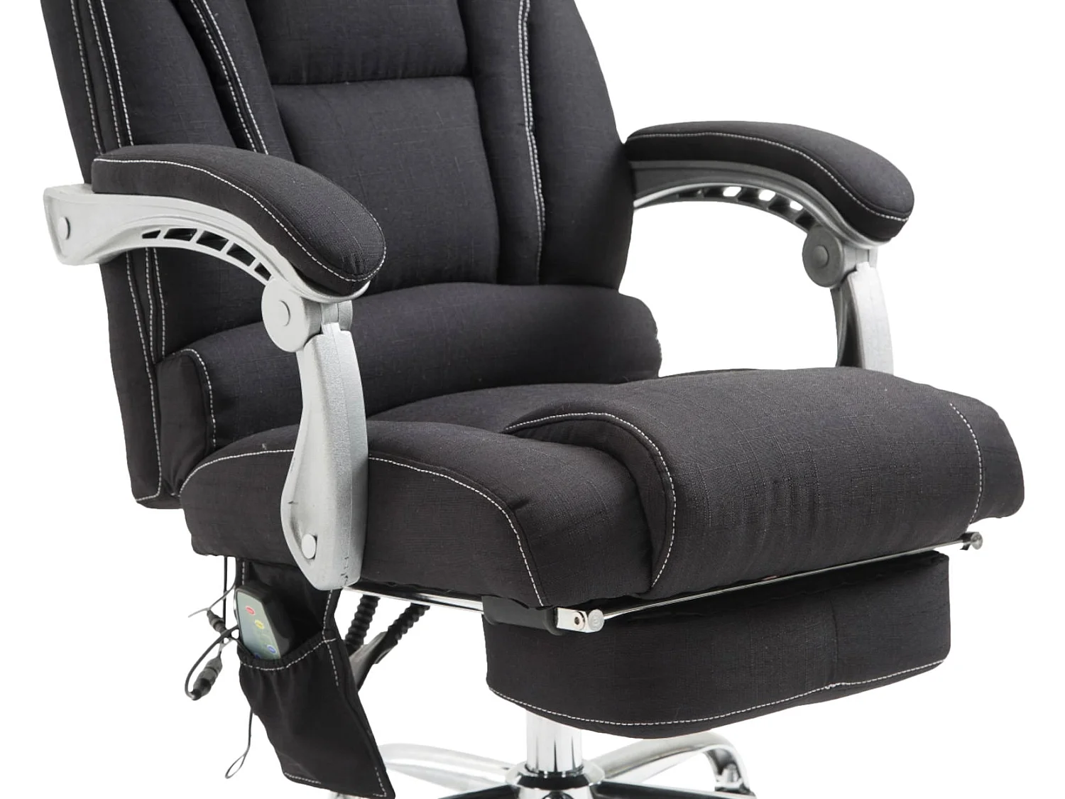 Chaise de bureau - Tissu & Métal chromé - Noir - Pacific