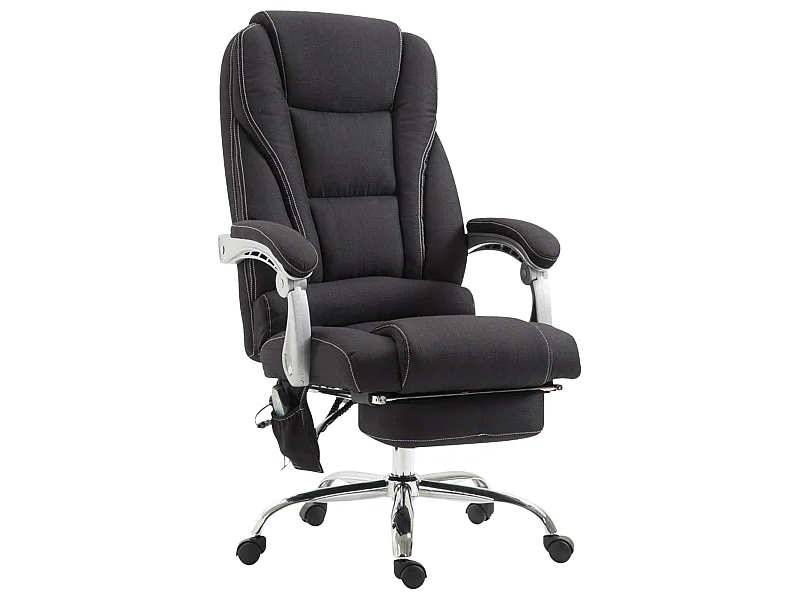 Chaise de bureau - Tissu & Métal chromé - Noir - Pacific