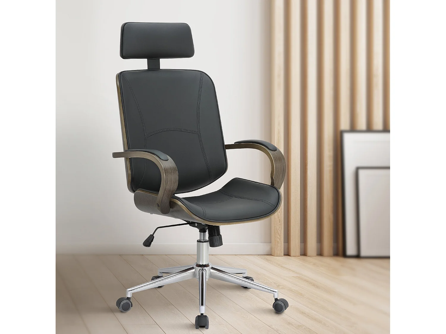 Chaise de bureau - Similicuir - Noir / Gris - Dayton