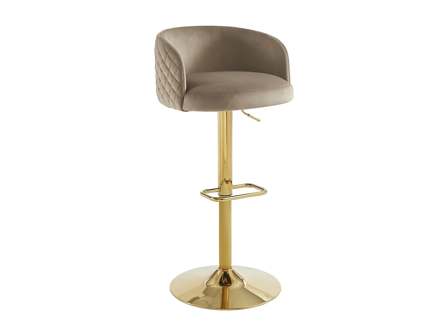 Barhocker höhenverstellbar - Samt & goldfarbenes Metall - Beige - PERLANITA von Pascal MORABITO