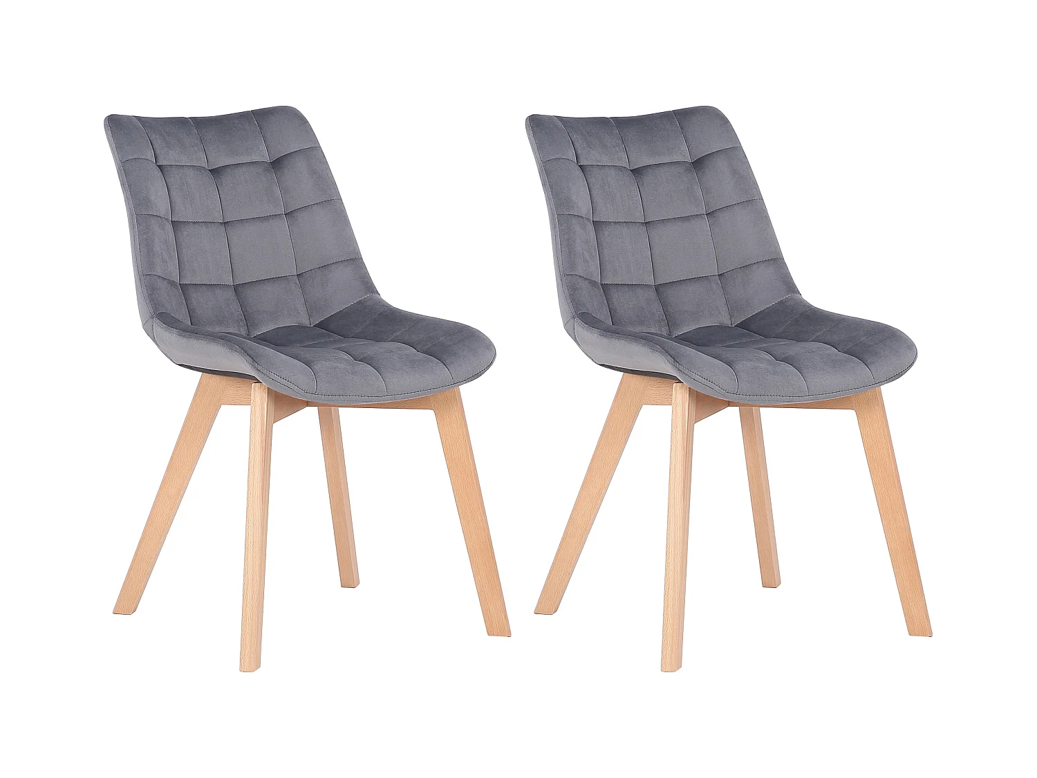 Lot de 2  chaise salle à manger - Velours - Gris - Passaic