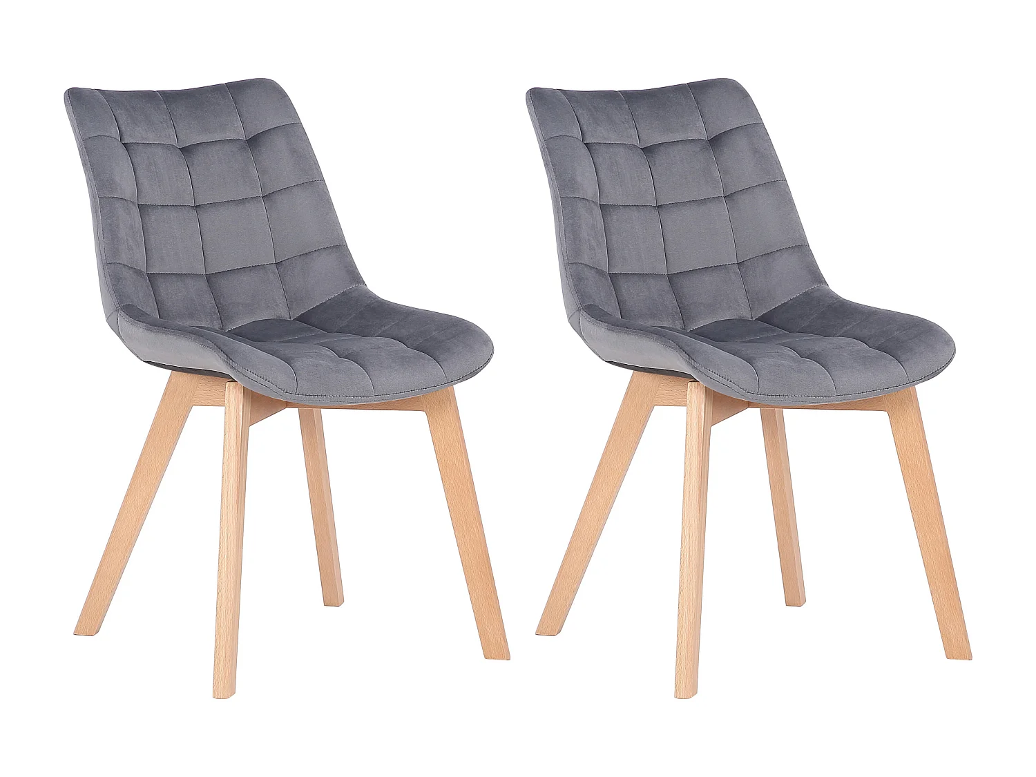 Lot de 2  chaise salle à manger - Velours - Gris - Passaic