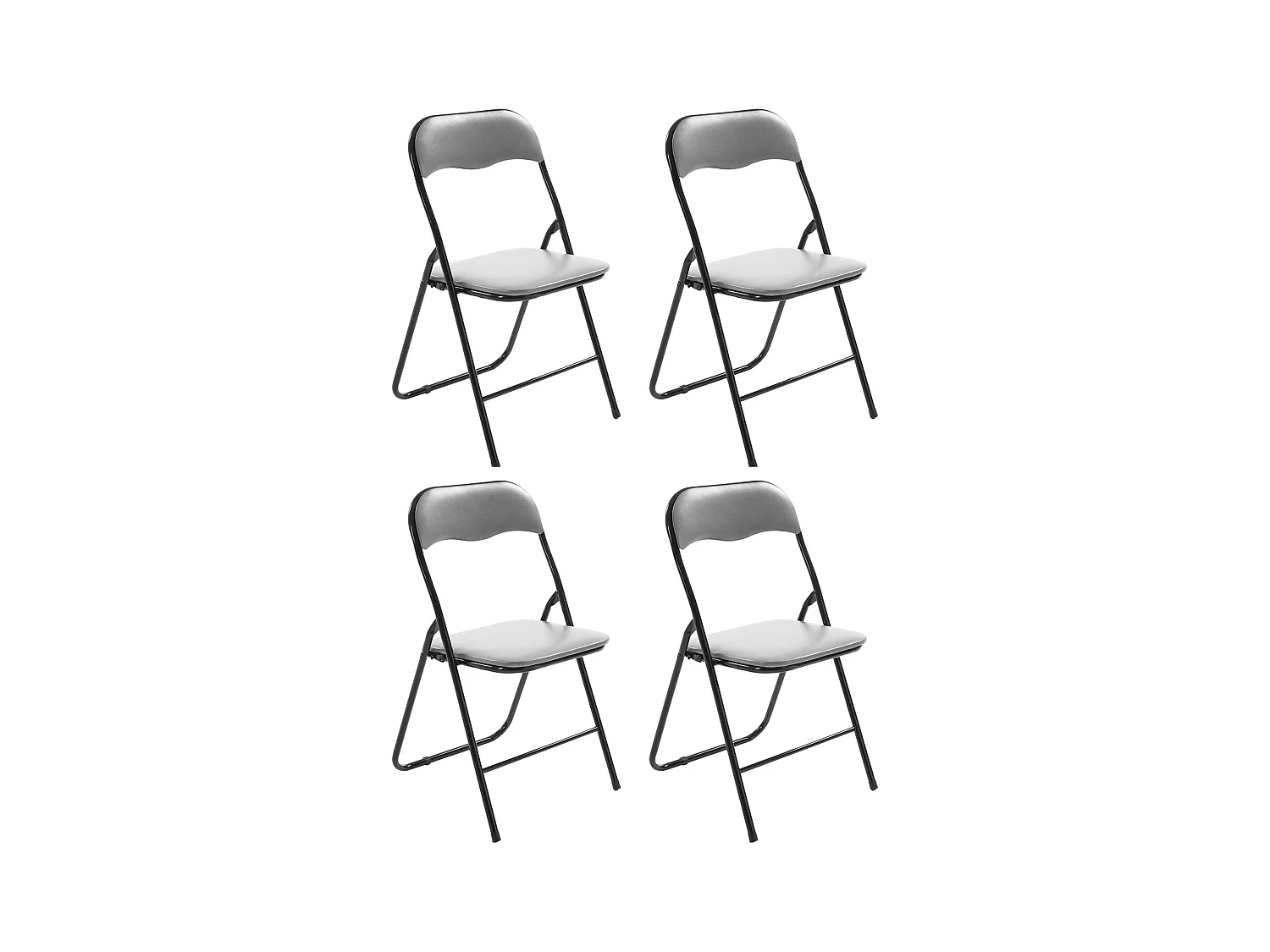 Lot de 4  Chaise de conférence - Similicuir (PVC) & Antique clair - Gris / Argent - Felix